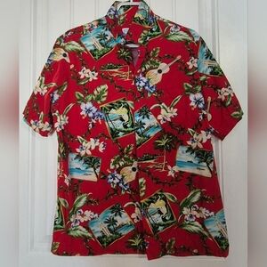 Mens Vintage Tropical Hawaiian Cotton Shirt Size Large